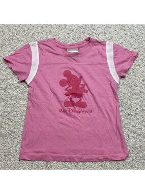 Walt Disney World Pink Mickey Graphic Tee Short Sleeve sz S Crew Neck Casual